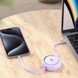 Câble rétractable double Type USB-C avec charge rapide QC3.0 100W - Violet