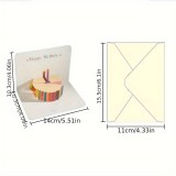 Pop-up-Geburtstagskarte Happy Birthday Cake in 3D Glückwunsch Karte mit Umschlag - Weiss