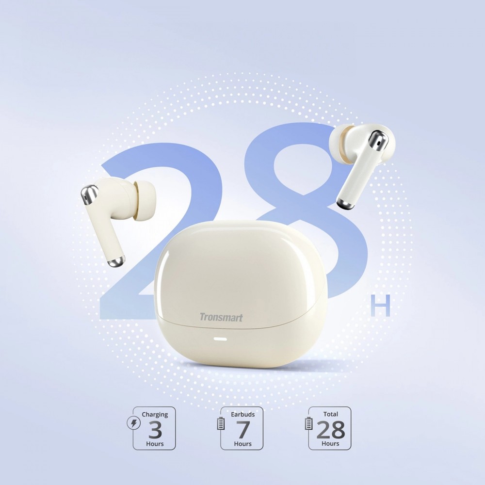 Casque Bluetooth 5.3 Sans Fil Tronsmart Soundfii R4 ENC - &Eacute;couteurs Haute Qualit&eacute; Sonore - Blanc
