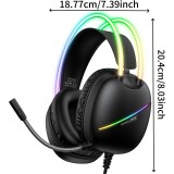 Casque de jeu ONIKUMA sans fil / avec fil avec LED RGB USB-C avec microphone HD pour PC et PS expérience immersive - Noir