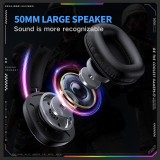 Casque de jeu ONIKUMA sans fil / avec fil avec LED RGB USB-C avec microphone HD pour PC et PS expérience immersive - Noir