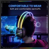 Casque de jeu ONIKUMA sans fil / avec fil avec LED RGB USB-C avec microphone HD pour PC et PS expérience immersive - Noir