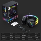 Casque de jeu ONIKUMA sans fil / avec fil avec LED RGB USB-C avec microphone HD pour PC et PS expérience immersive - Noir