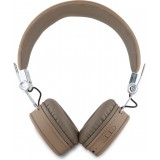 Casque sans fil Bluetooth Guess On-Ear premium logo triangle cuir synthétique grainé - Brun