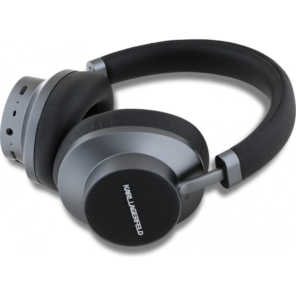 Casque sans fil Bluetooth Karl Lagerfeld Saffiano ANC/ENC audio haute qualité avec boîte - Noir