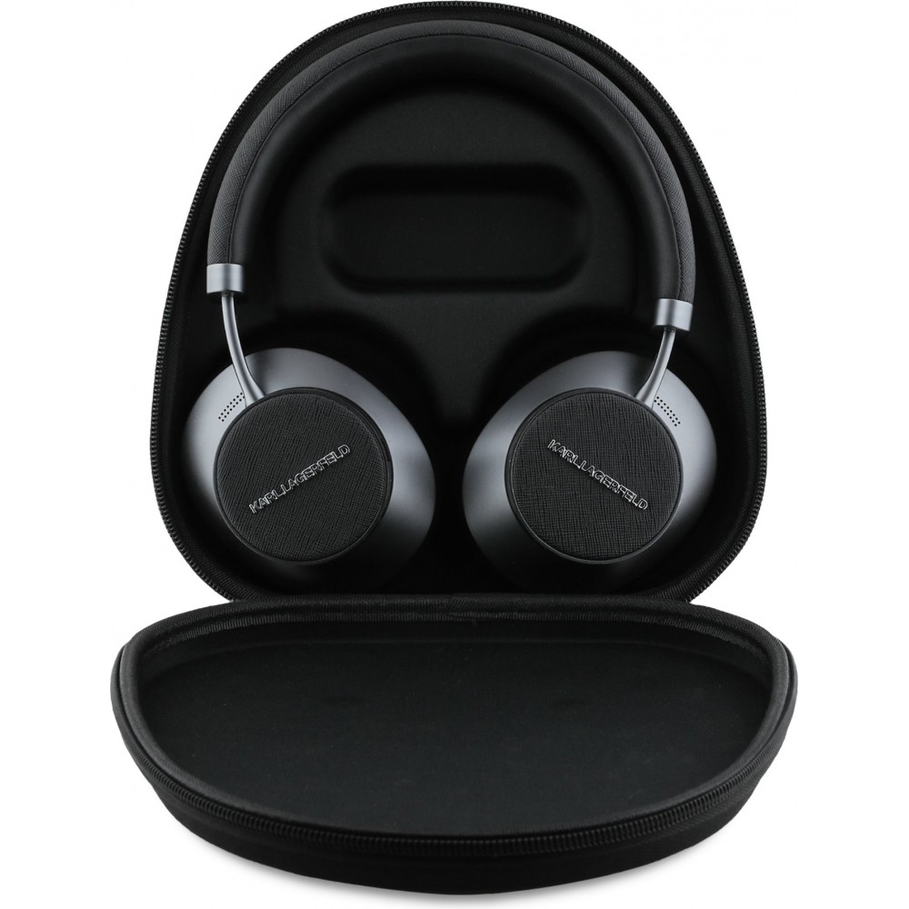Casque sans fil Bluetooth Karl Lagerfeld Saffiano ANC/ENC audio haute qualité avec boîte - Noir