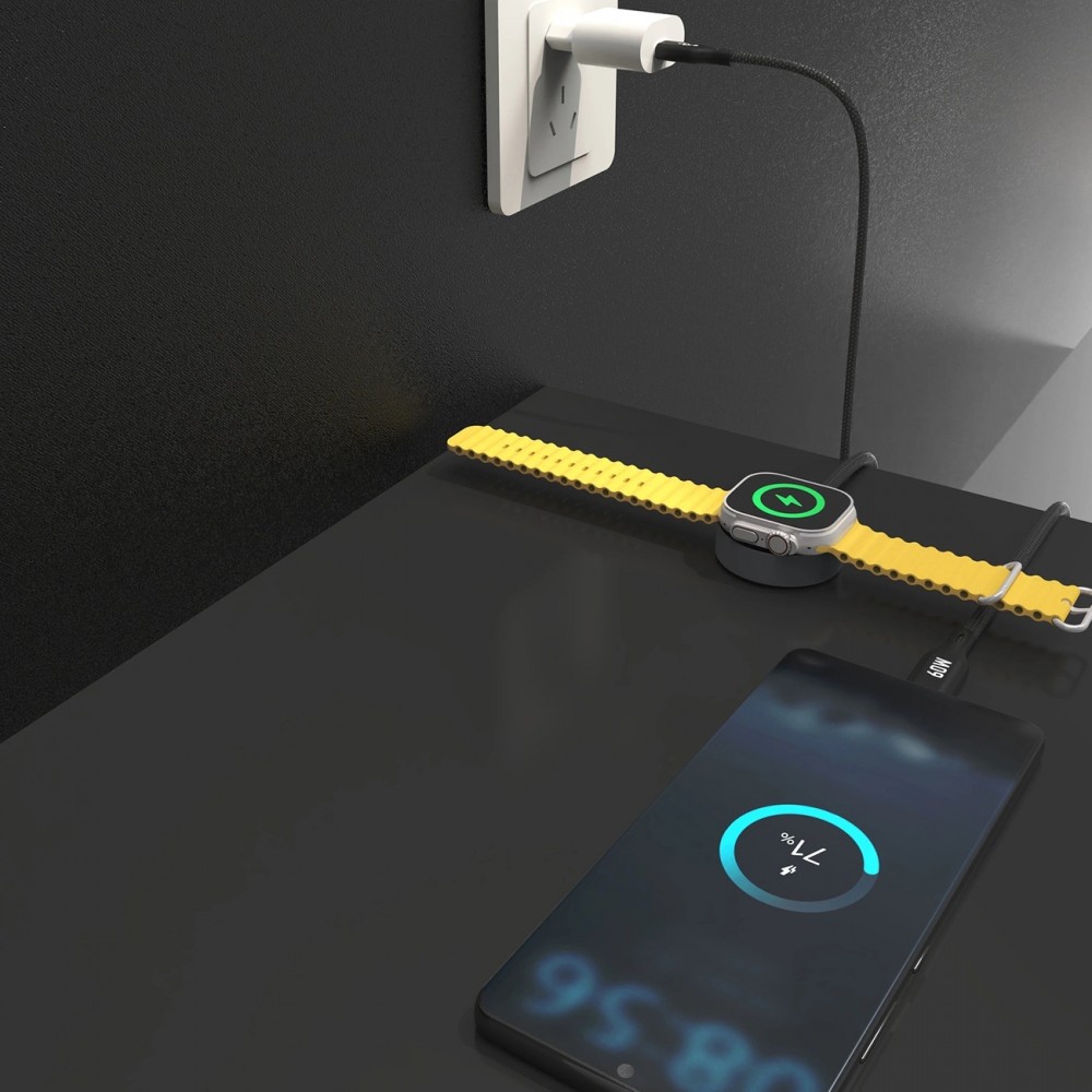 Chargeur 2-en-1 PD60W Dudao A12MaxC pour Apple Watch et USB-C - Noir