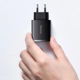 Chargeur Rapide Compact Baseus 30W 2x USB USB Type C Power Delivery Quick Charge 3A - Noir