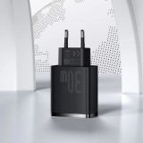 Chargeur Rapide Compact Baseus 30W 2x USB USB Type C Power Delivery Quick Charge 3A - Noir