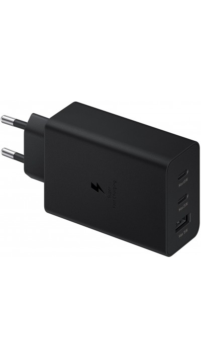 Chargeur Samsung 65W PD Power Delivery Trio EP-T6530N (2x USB-C, 1x USB-A) - Noir