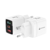 Chargeur USB-A et USB-C GaN/PD3.0 35W avec affichage LED ultra puissant PhoneLook - Blanc