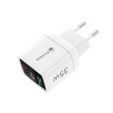 Chargeur USB-A et USB-C GaN/PD3.0 35W avec affichage LED ultra puissant PhoneLook - Blanc