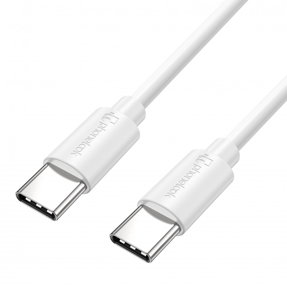 Chargeur USB-C 20W avec câble de charge USB-C (Android/iPhone 15) de 1 m - Blanc