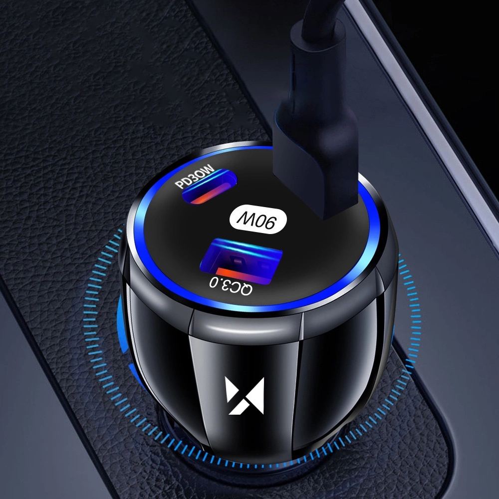 Chargeur de voiture Wozinsky allume-cigare 90W Car Charger PD QC 2x USB-C / 1x USB-A - Noir