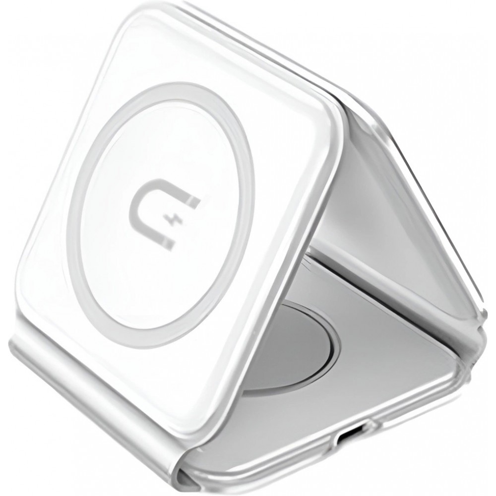 Chargeur inductif 15W pliable 3 en 1 Dudao A11N avec câble USB-C format poche - Blanc