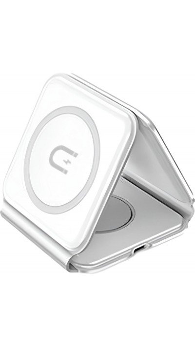 Chargeur inductif 15W pliable 3 en 1 Dudao A11N avec câble USB-C format poche - Blanc