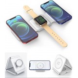 Chargeur inductif 15W pliable 3 en 1 Dudao A11N avec câble USB-C format poche - Blanc