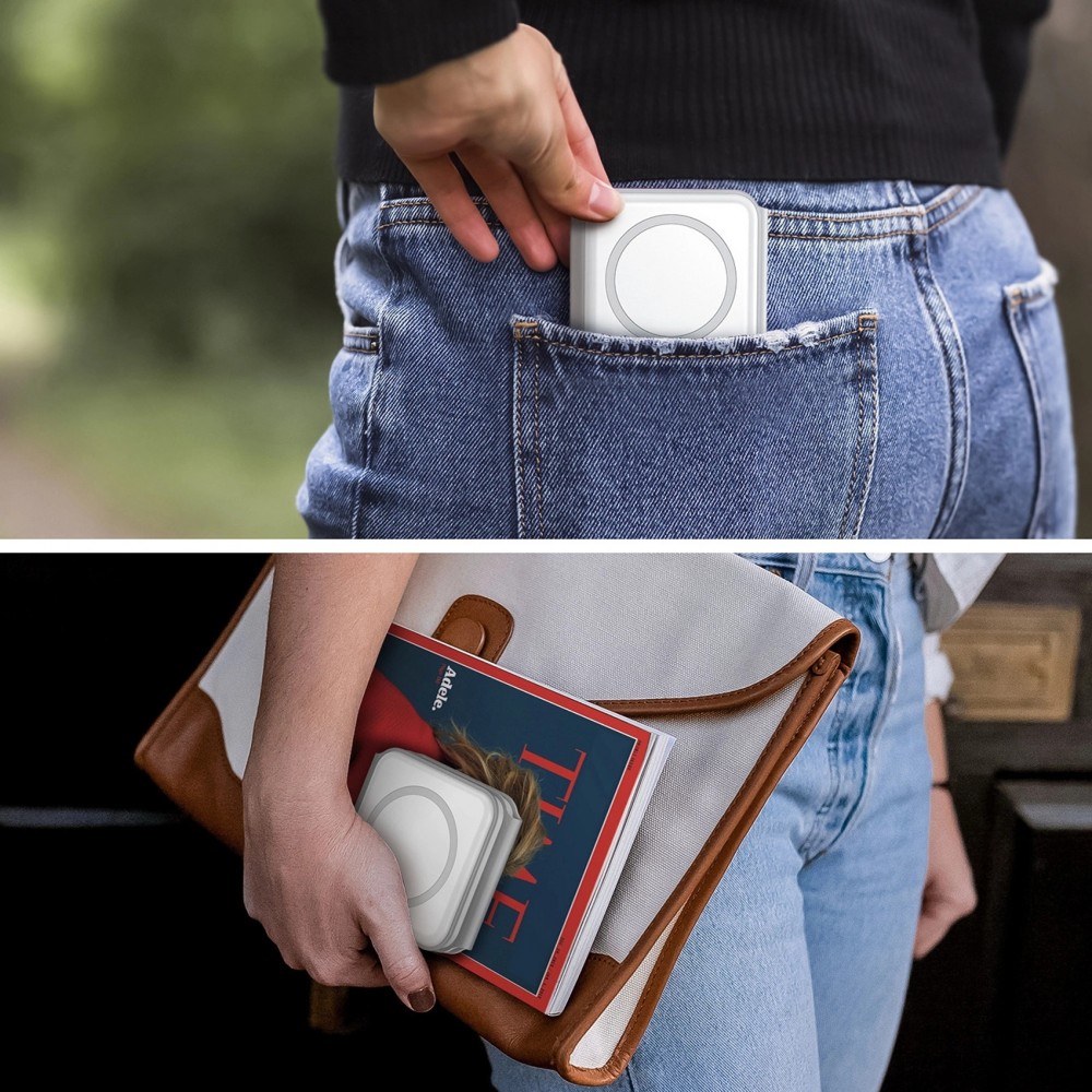 Chargeur inductif 15W pliable 3 en 1 Dudao A11N avec câble USB-C format poche - Blanc