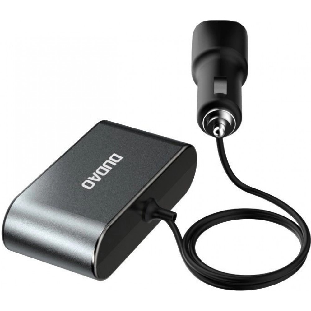 Chargeur multiprise 3x allume-cigare voiture Dudao et double USB-A répartiteur multifonction - Noir