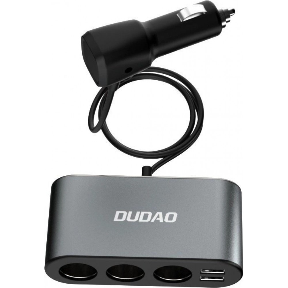 Chargeur multiprise 3x allume-cigare voiture Dudao et double USB-A répartiteur multifonction - Noir