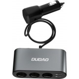 Chargeur multiprise 3x allume-cigare voiture Dudao et double USB-A répartiteur multifonction - Noir
