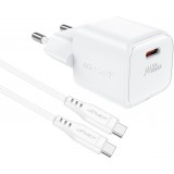 Chargeur mural Acefast A77 Mini PD 30W GaN avec c&acirc;ble USB-C - Blanc