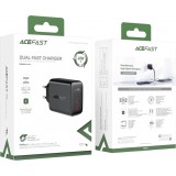 Chargeur rapide Acefast 40W 2x USB-C PPS PD QC 3.0 AFC FCP - Noir