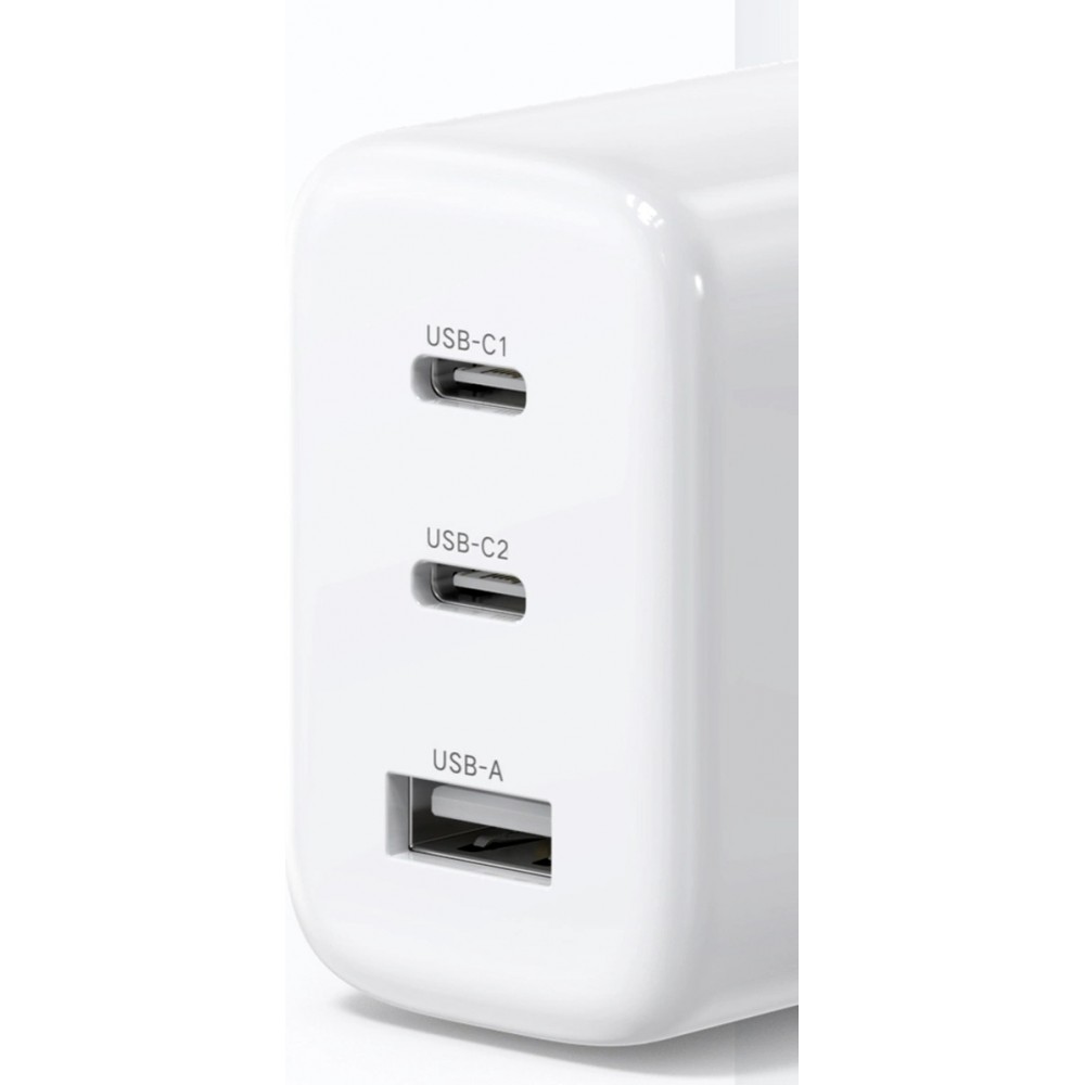 Chargeur rapide Ugreen 65W PD3.0 QC3.0 2x USB-C / 1x USB-A - Blanc