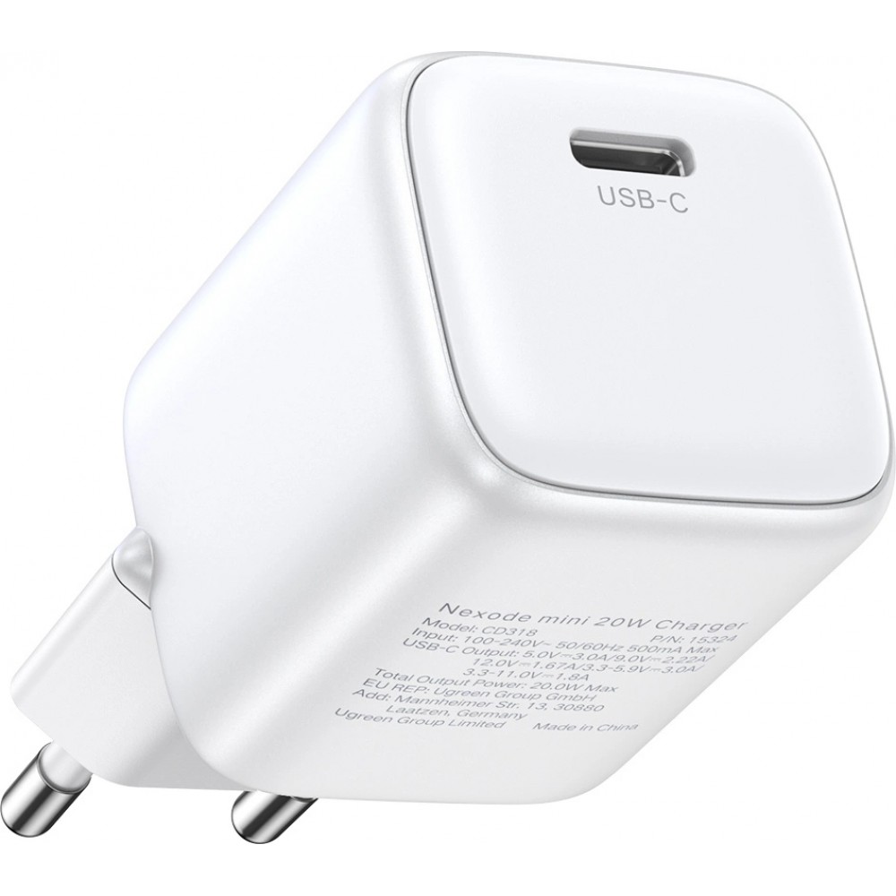 Chargeur rapide Ugreen Nexode Mini 30W PD USB-C GaN - Blanc