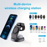 Chargeur sans fil magnétique 15W station de charge rapide sans fil 3-en-1 pour iPhone, Apple Warch, AirPods - Noir