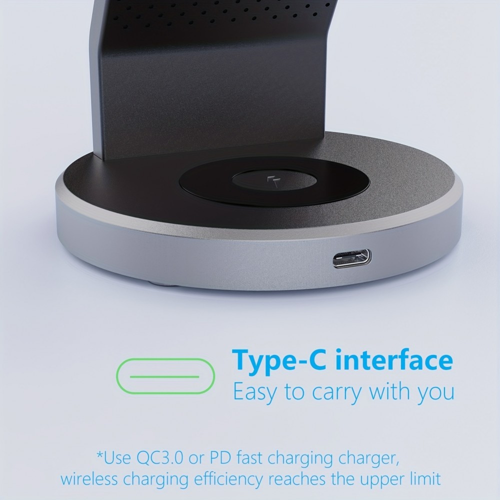 Chargeur sans fil magnétique 15W station de charge rapide sans fil 3-en-1 pour iPhone, Apple Warch, AirPods - Noir