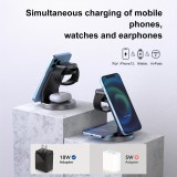 Chargeur sans fil magnétique 15W station de charge rapide sans fil 3-en-1 pour iPhone, Apple Warch, AirPods - Noir