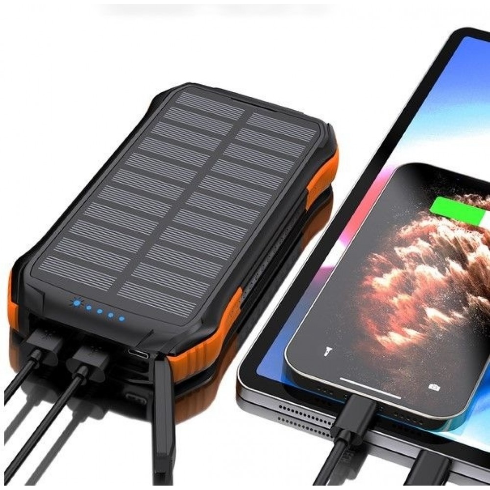 Choetech B659 Solar Power Bank 10000 mAh - Batterie externe solaire avec chargeur induction Qi 5W - Noir