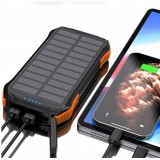 Choetech B659 Solar Power Bank 10000 mAh - Batterie externe solaire avec chargeur induction Qi 5W - Noir