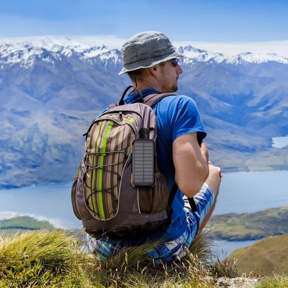 Choetech B659 Solar Power Bank 10000 mAh - Batterie externe solaire avec chargeur induction Qi 5W - Noir