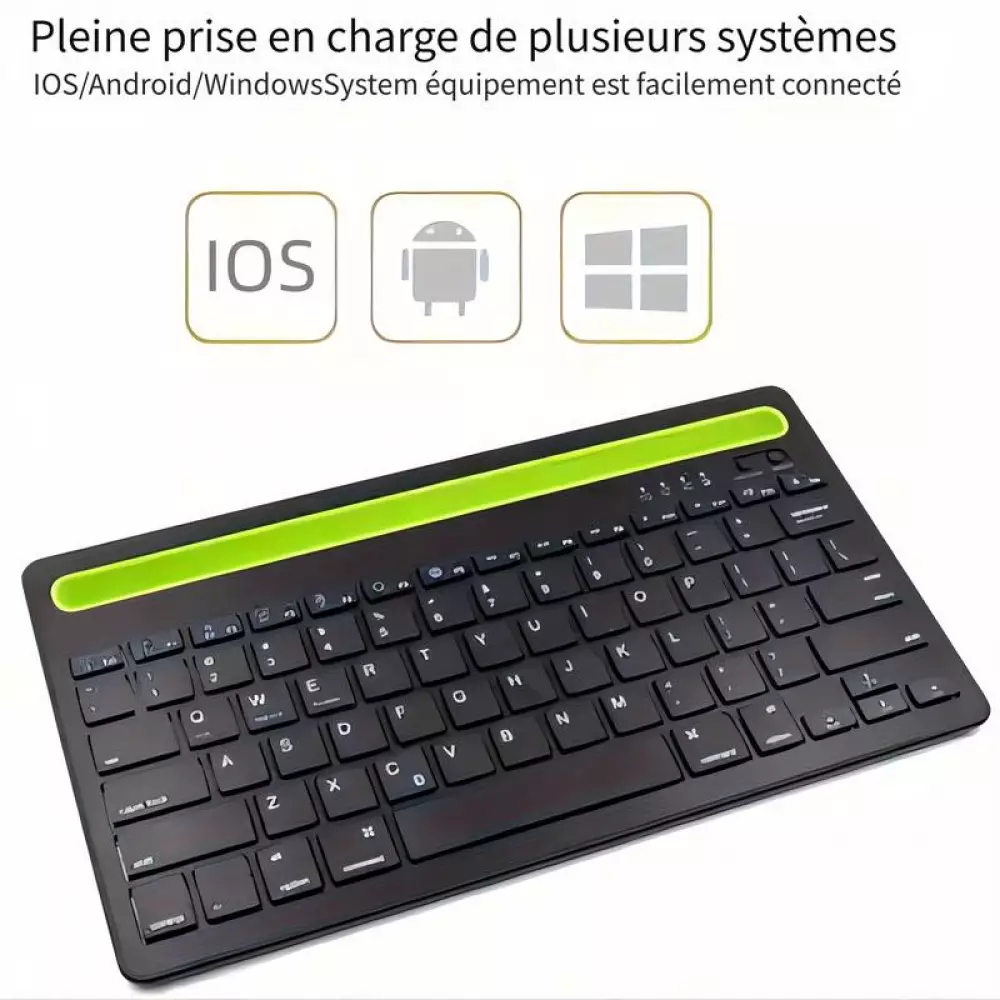 Ultradünne kabellose Bluetooth 3.0 Tastatur Android & iOS aufladbar USB & Multi Verbindungs Switch (QWERTY) - Schwarz