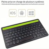 Clavier sans fil Bluetooth 3.0 ultra-mince Android & iOS rechargeable USB & switch multi-connexion (QWERTY) - Noir