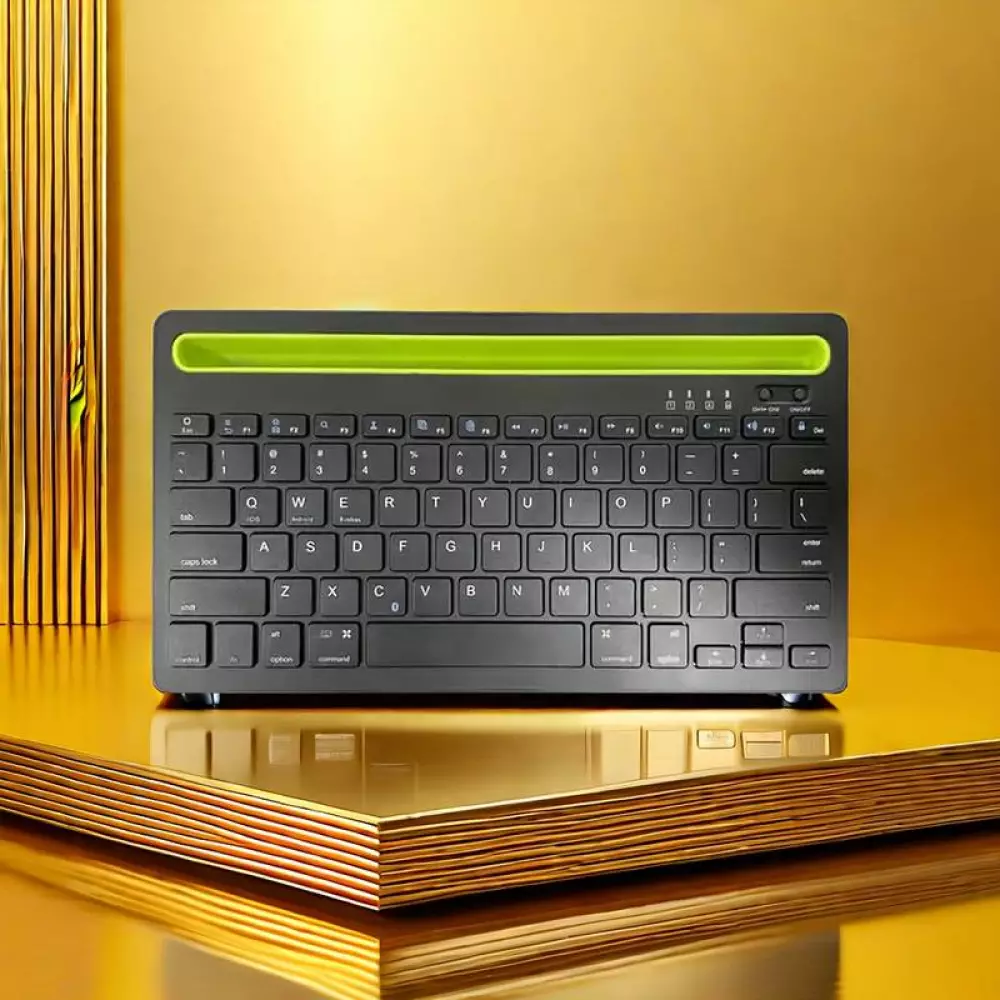 Ultradünne kabellose Bluetooth 3.0 Tastatur Android & iOS aufladbar USB & Multi Verbindungs Switch (QWERTY) - Schwarz