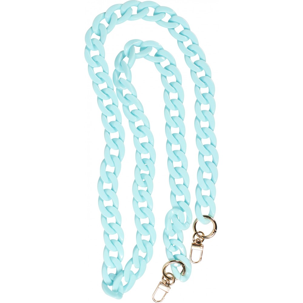 Collier universel attache pour coque/fourre téléphone chaine colorée - Bleu clair