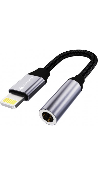 Connecteur Lightning (iPhone) vers 3.5 mm AUX audio écouteurs avec prise jack en nylon et aluminium - PhoneLook