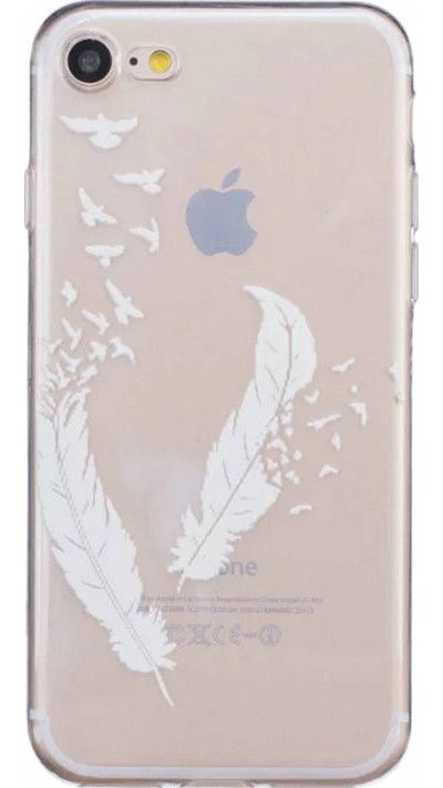 Hülle iPhone 7 / 8 / SE (2020, 2022) - Transparent weissen Federn
