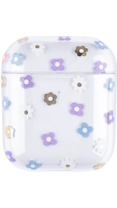 Coque AirPods 1 / 2 - Plastique transparent fleurs violettes