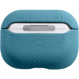 Coque AirPods Pro - Étui de luxe absorbant les chocs en cuir véritable - Bleu