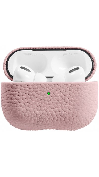 Coque AirPods Pro - Étui de luxe absorbant les chocs en cuir véritable - Rose