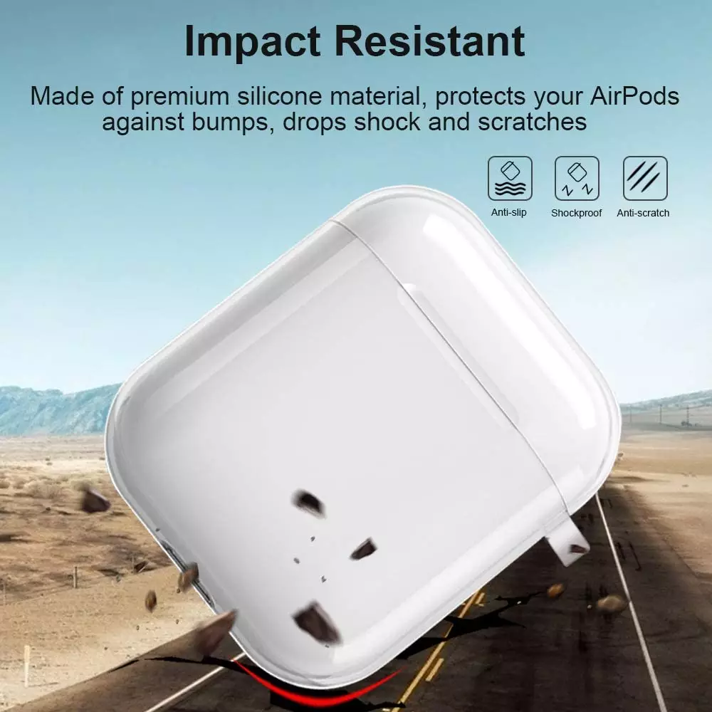 Coque AirPods Pro - Gel transparent Silicone avec mousqueton - Transparent