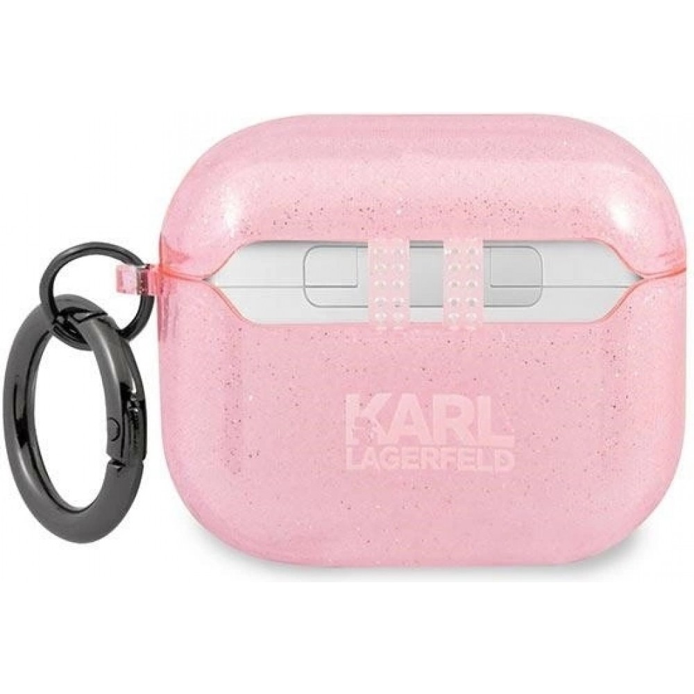 Coque AirPods 3 - Karl Lagerfeld Glitter Tête de Karl - Rose