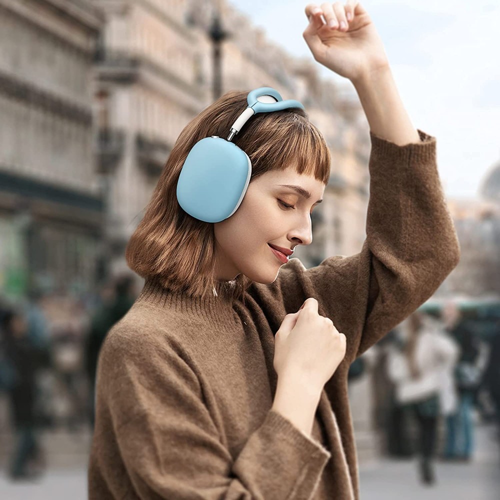 Coque AirPods Max - Silicone souple flexible avec bandeau - Bleu