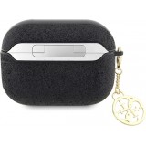 Coque AirPods Pro / Pro 2 - Guess paillettes avec logo en métal doré - Noir
