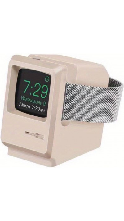 Support Look Macintosh Retro-Computer aus Silikon zum Aufladen Apple Watch - Grau
