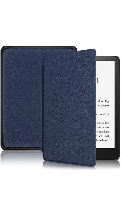 Coque Kindle Paperwhite 1 / 2 / 3 - Cuir synthétique hard-shell ultra fin et léger - Bleu foncé